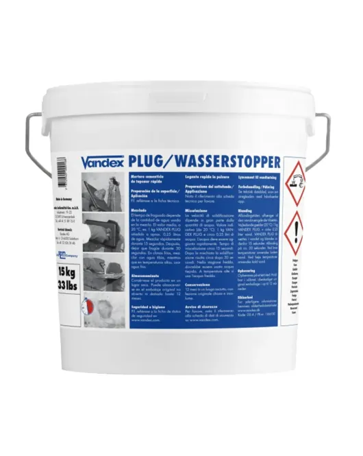 VANDEX PLUG - labai greitai stingstantis cementinis mišinys, 15 kg