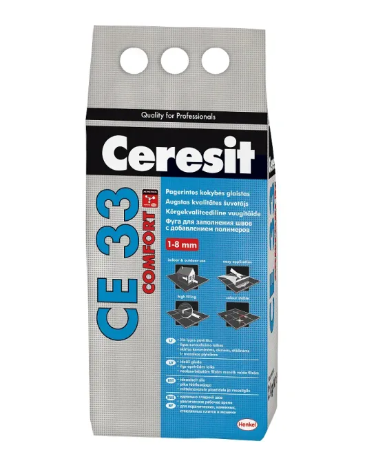 Ceresit CE33 Comfort spalvotas glaistas siauroms siūlėms (1-8 mm), manhattan (10), 2kg