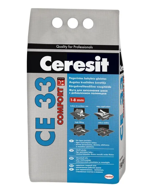 Ceresit CE33 Comfort spalvotas glaistas siauroms siūlėms (1-8 mm), jazmino (40), 5kg