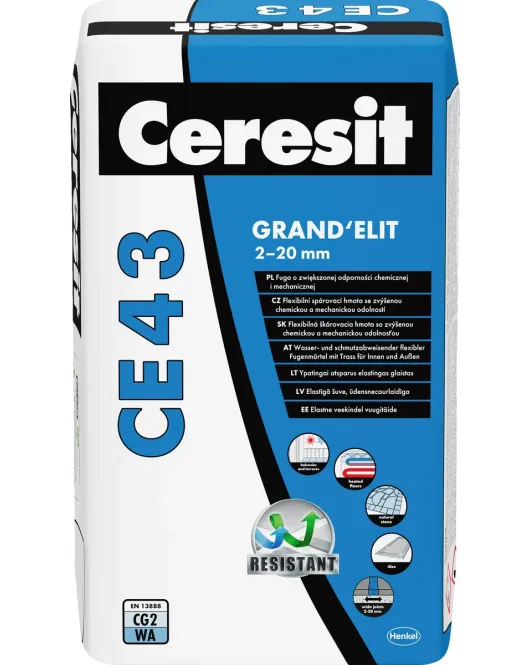 Ceresit CE43 Grand'Elit ekstra atsparus elastingas glaistas siūlėms (iki 20 mm), antracito pilka (13), 25kg