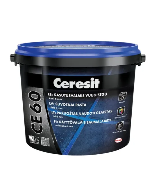 Ceresit CE60 paruoštas naudoti polimerinis glaistas siūlėms (iki 6 mm), coal (18), 2kg