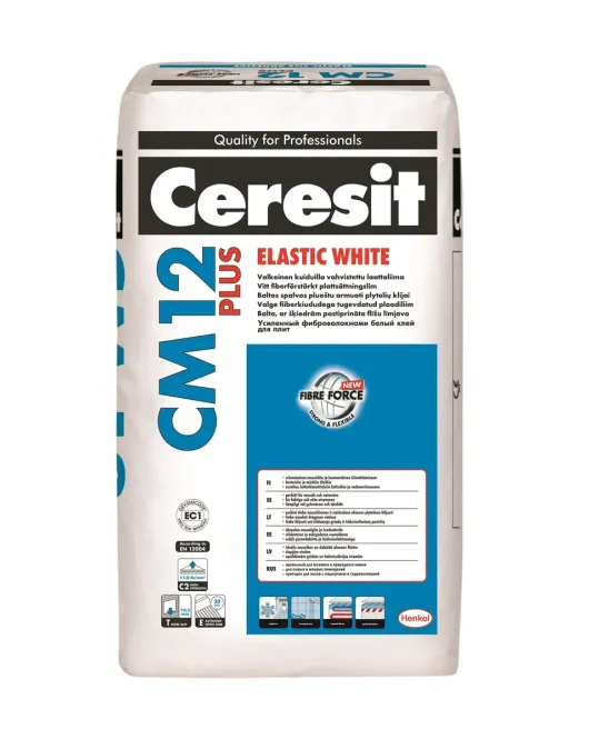 Ceresit CM12 White balti elastingi klijai akmeniui klijuoti, 25kg Ceresit CM12 White balti elastingi klijai akmeniui klijuoti, 25kg