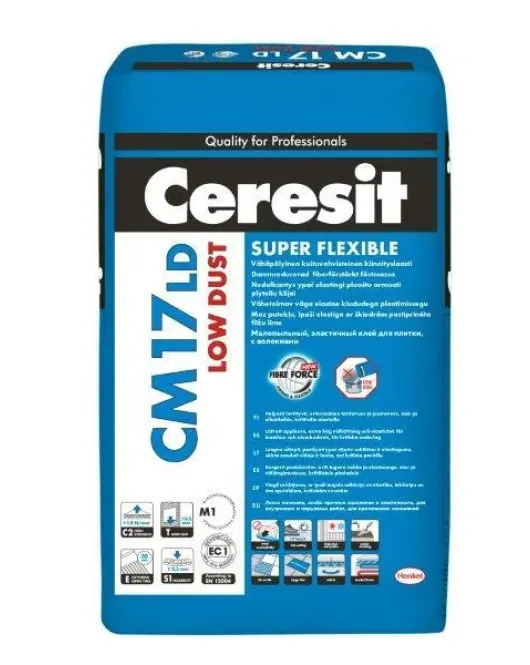 Ceresit CM17 Low Dust nedulkantys ypač elastingi plytelių klijai, 25kg