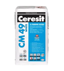 Ceresit CM49 White S2 Premium Flexible maksimaliai elastingi balti plytelių klijai, 20kg