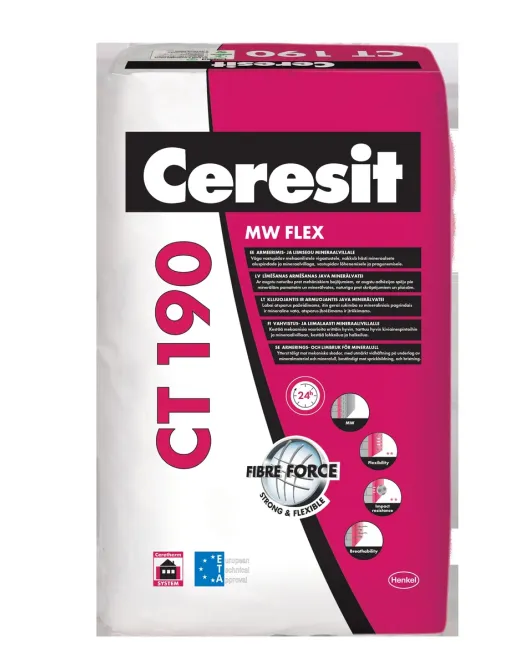 Ceresit CT190 MW Flex klijuojantis armuojantis mišinys mineralinei vatai, 25kg Ceresit CT190 MW Flex klijuojantis armuojantis mišinys mineralinei vatai, 25kg